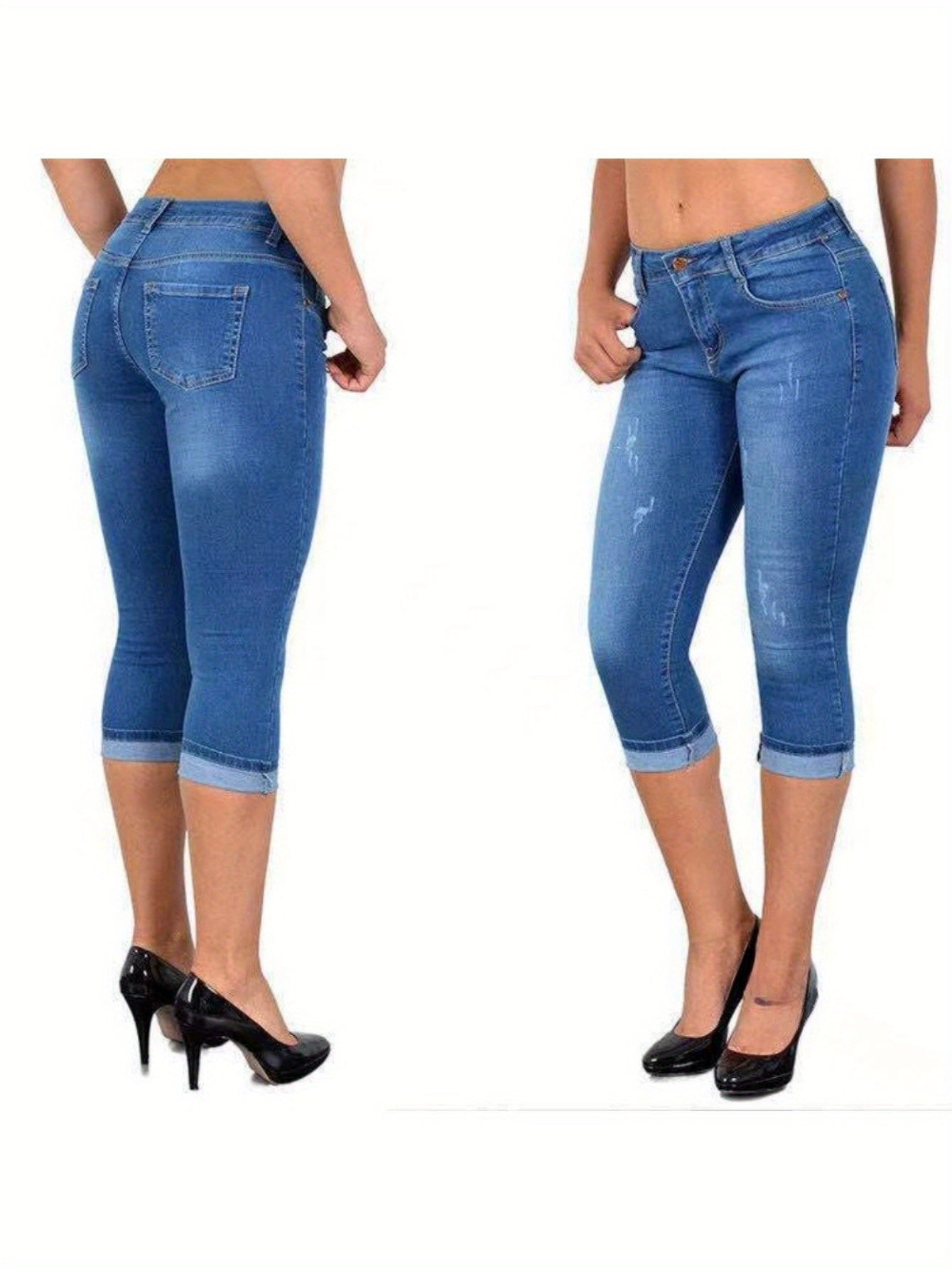 Women's Skinny Jeans - Elastic Waist Slim Fit detail view