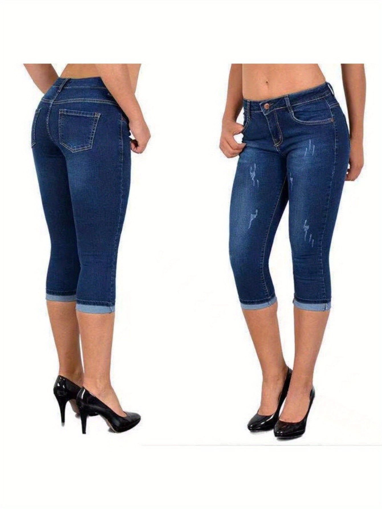 Women's Skinny Jeans - Elastic Waist Slim Fit detail view