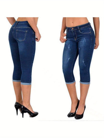 Women's Skinny Jeans - Elastic Waist Slim Fit – Black option – view 2