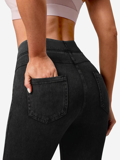 Women's Skinny Jeans - High-Waist Fit – Navy Color / Light Cyan – Navy option – view 2