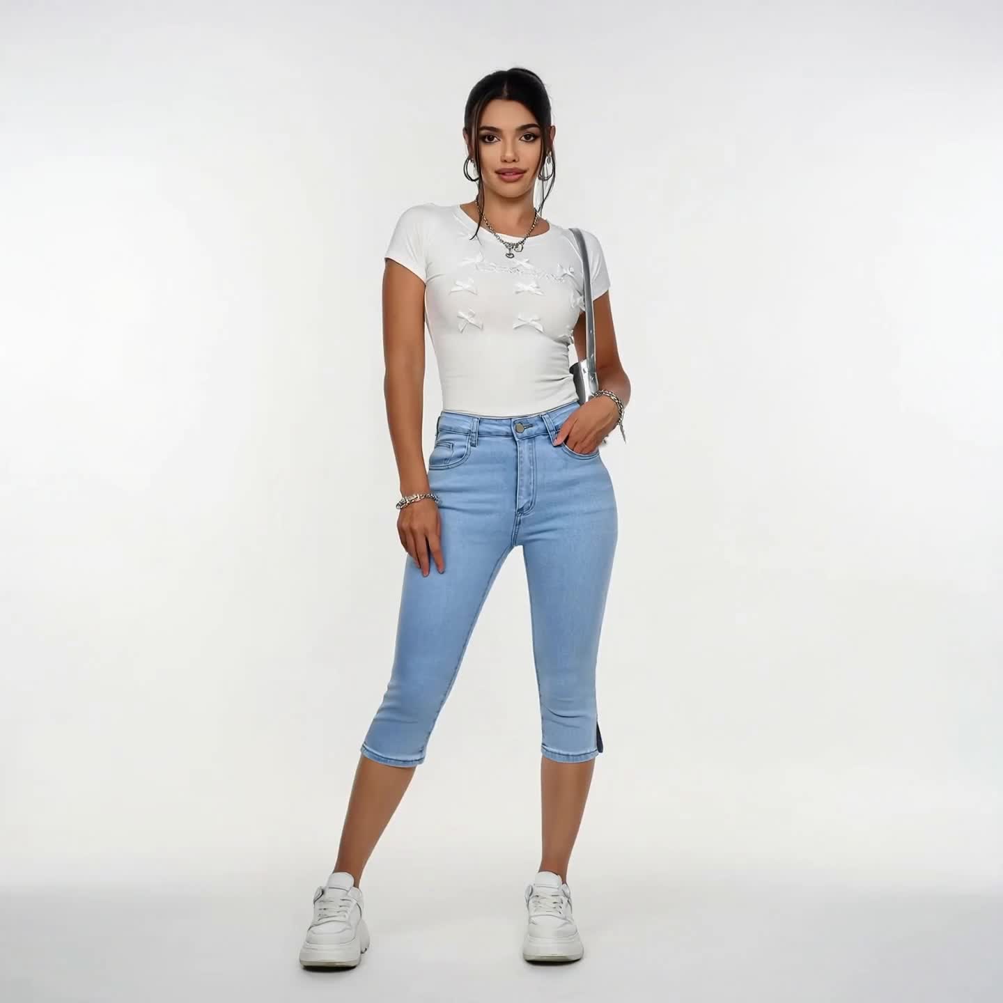 Women's Skinny Jeans - High Waist – Sky Blue detail view