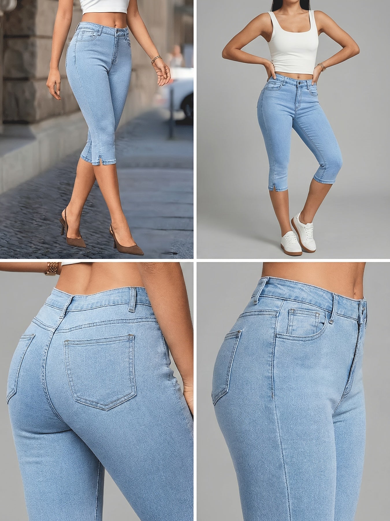 Women's Skinny Jeans - High Waist – Sky Blue detail view