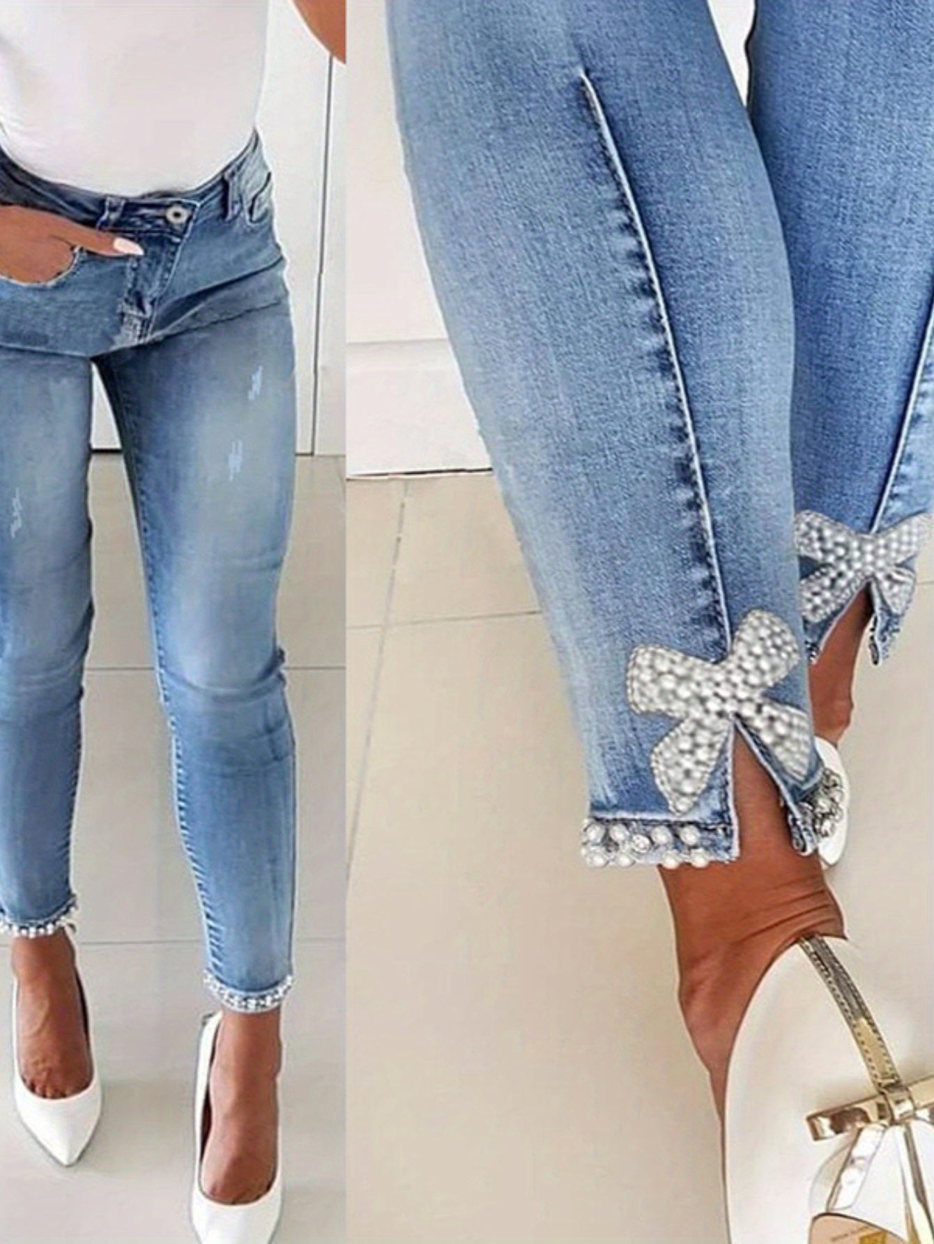 Women's Skinny Jeans - Light Blue Streetwear – view 6