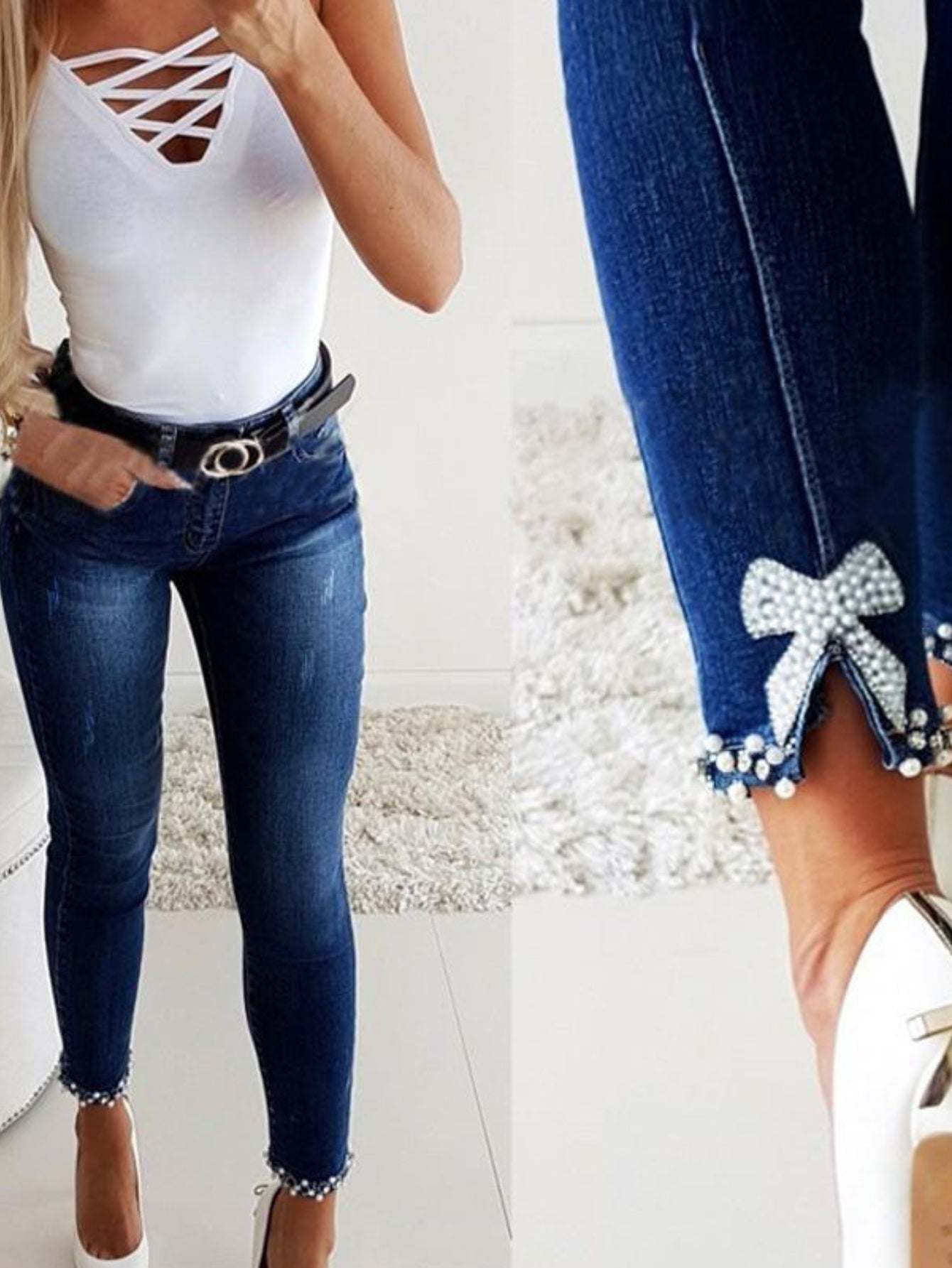 Women's Skinny Jeans - Light Blue Streetwear – view 9