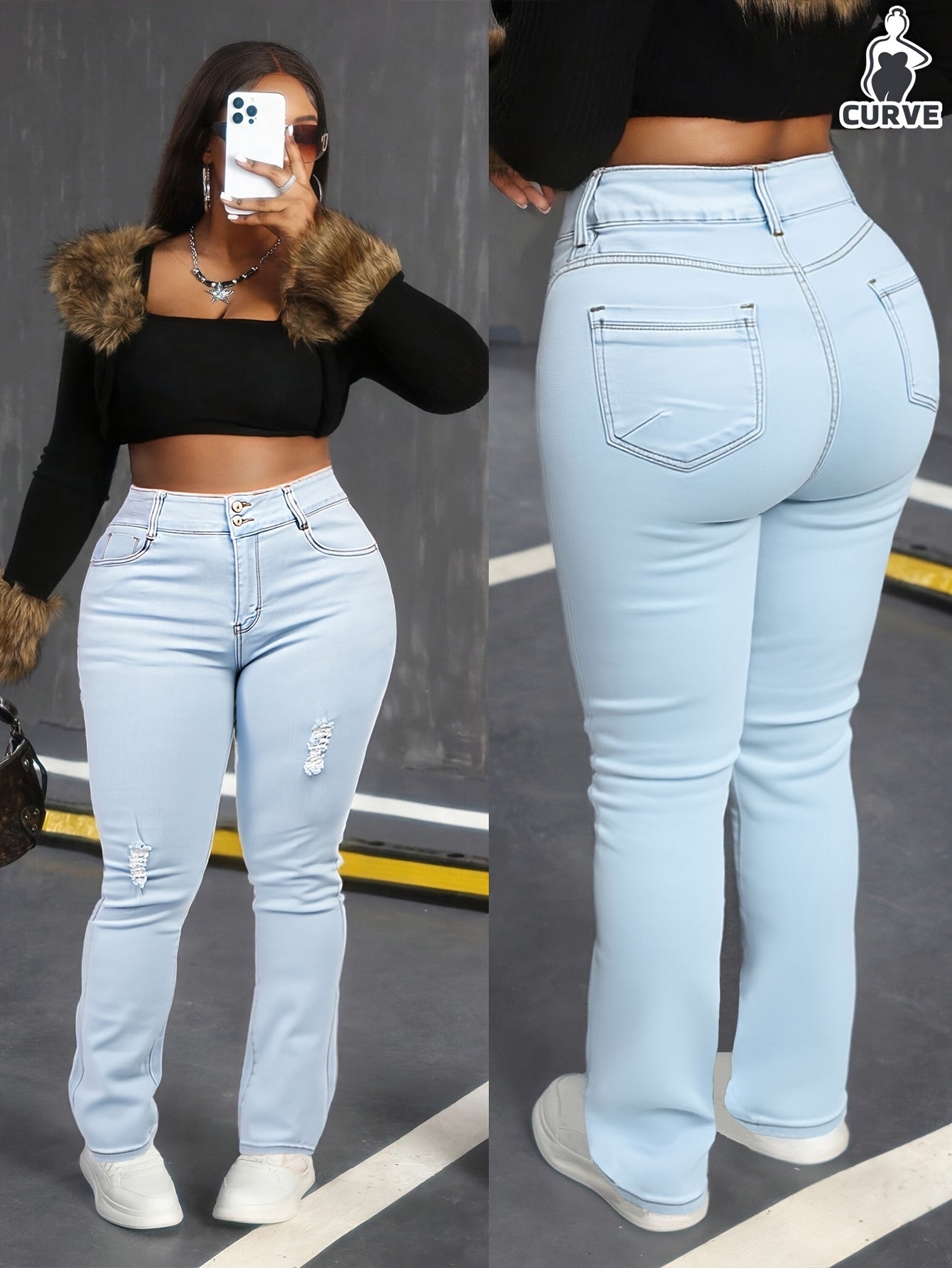 Women's Skinny Jeans - Light Blue Weekend detail view