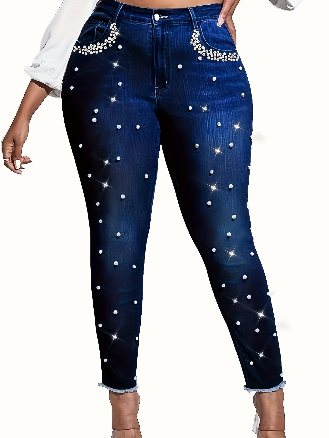 Women's Skinny Jeans - Medium Blue detail view