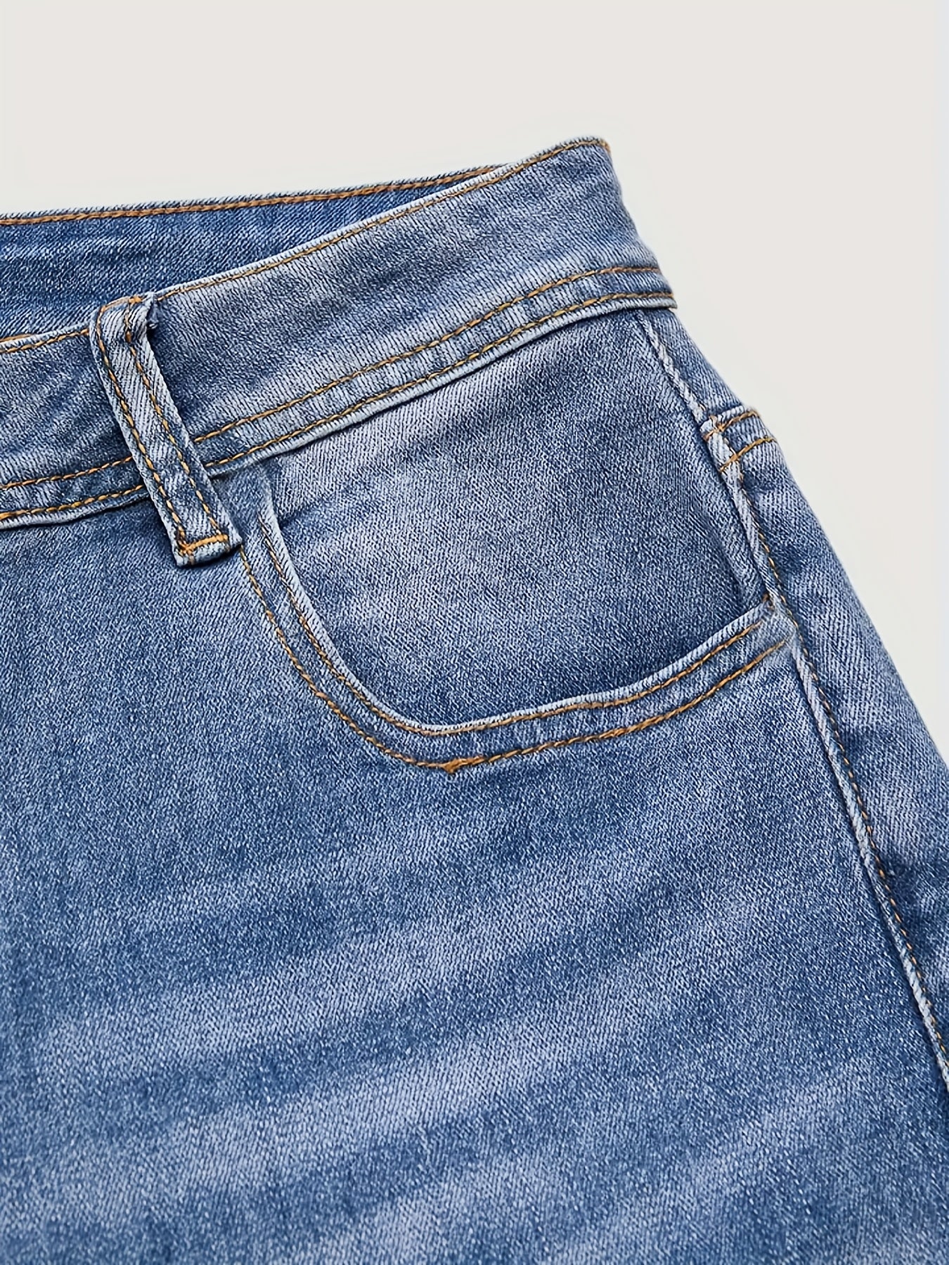 Women's Skinny Jeans - Medium Blue Vintage Wash Embroidered detail view