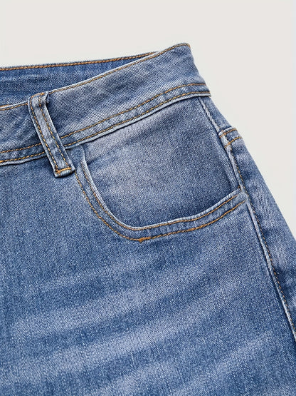 Women's Skinny Jeans - Medium Blue Vintage Wash Embroidered detail view