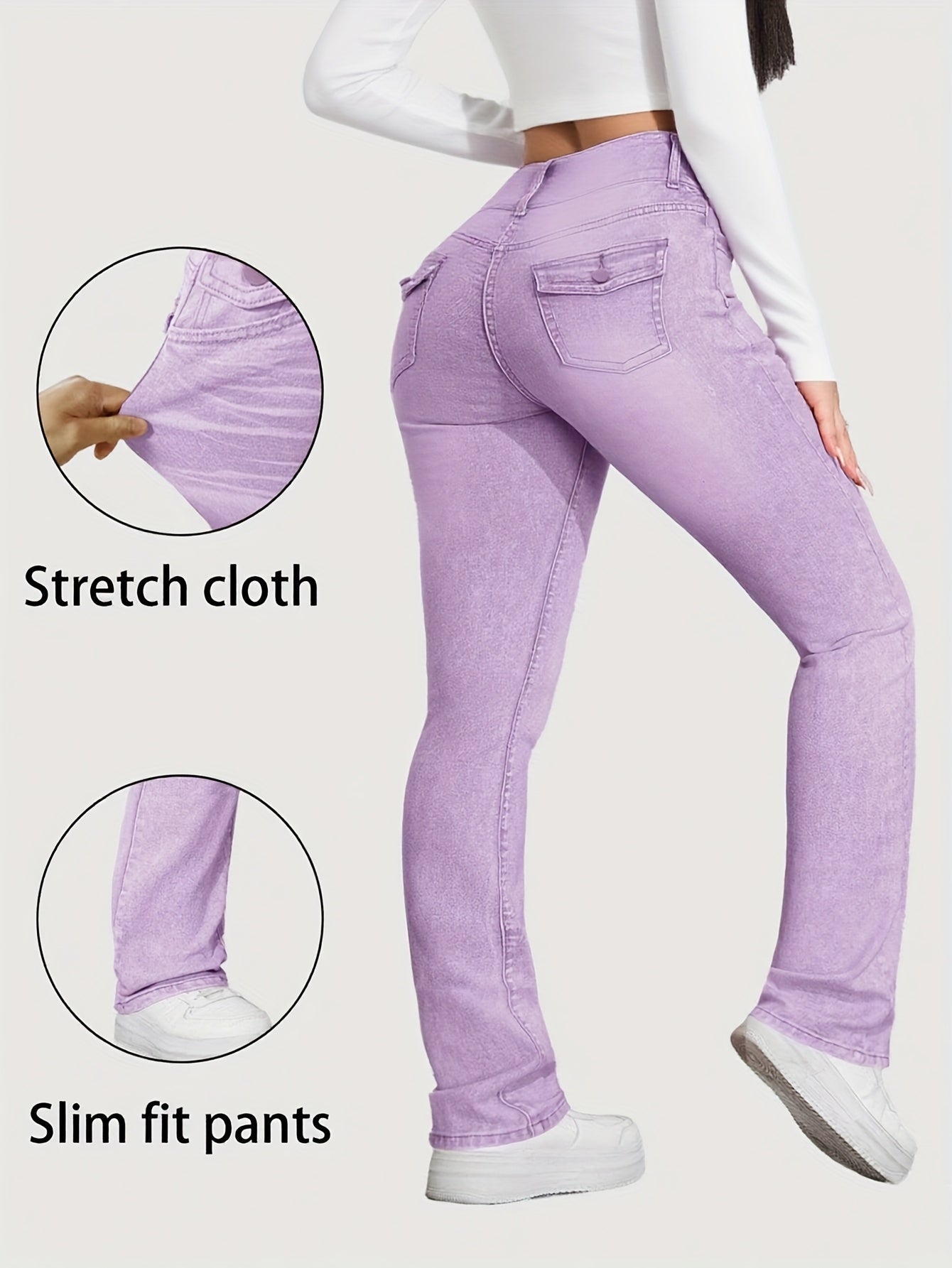 Women's Skinny Jeans - Pink Pocket Detail – view 3