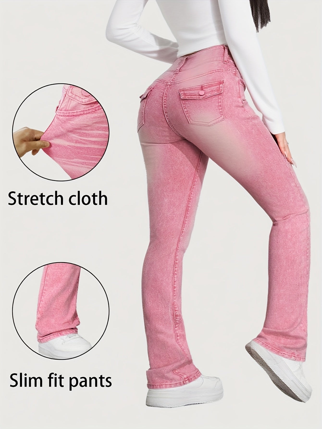 Women's Skinny Jeans - Pink Pocket Detail – view 7