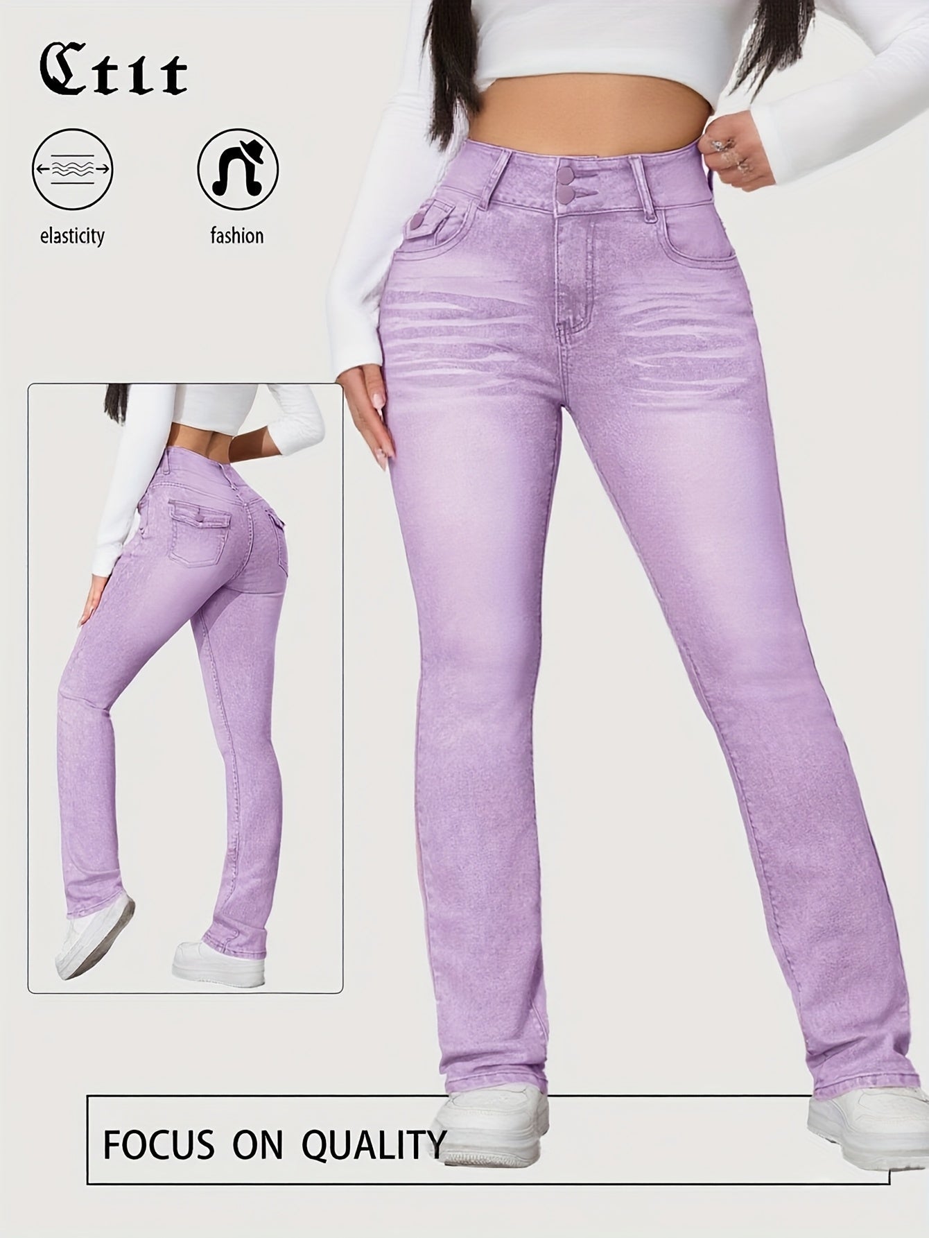 Women's Skinny Jeans - Pink Pocket Detail – view 10