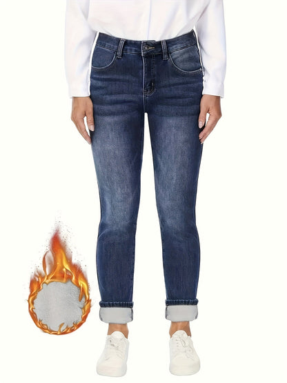 Women's Skinny Jeans - Royal Blue Stretch detail view