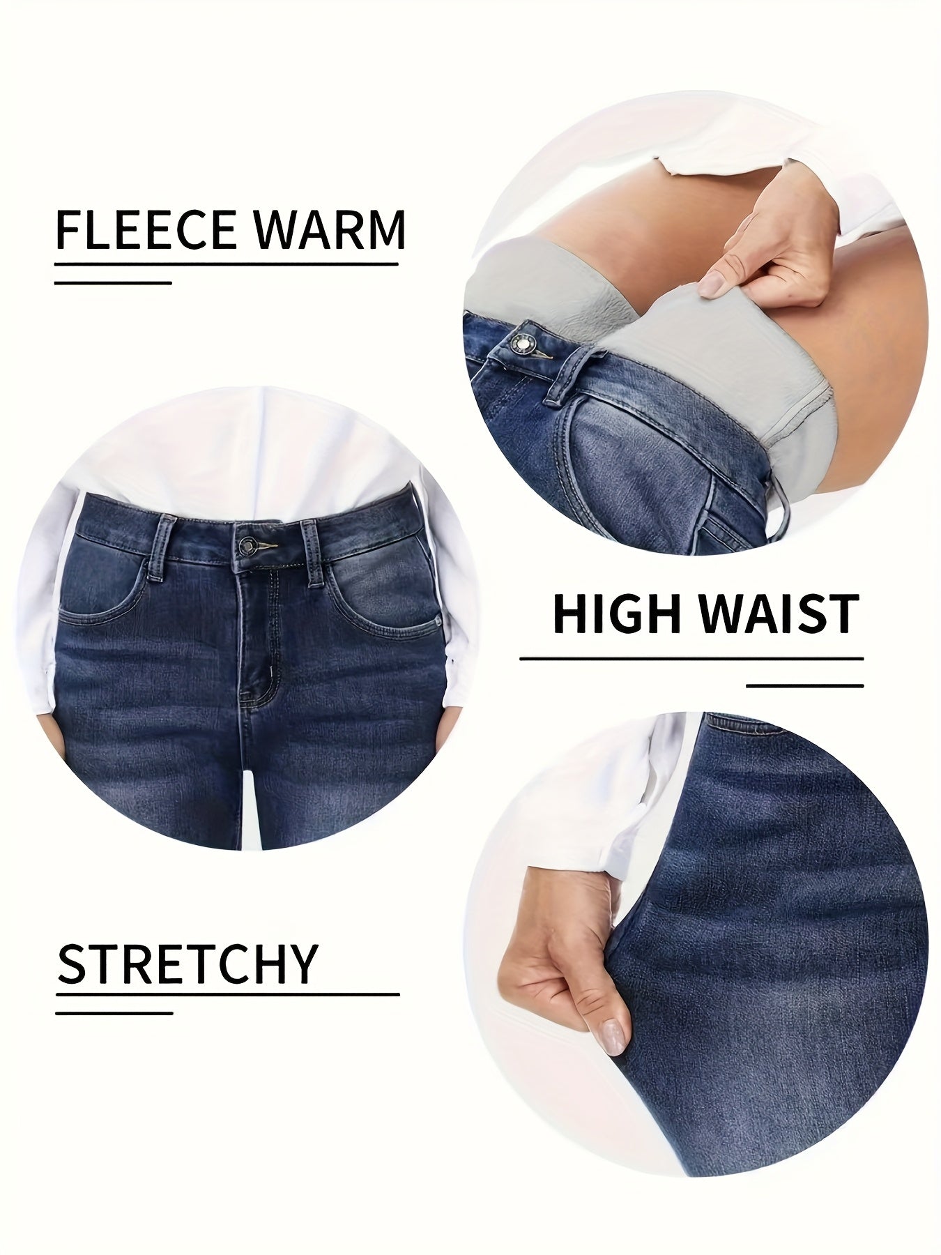 Women's Skinny Jeans - Royal Blue Stretch detail view