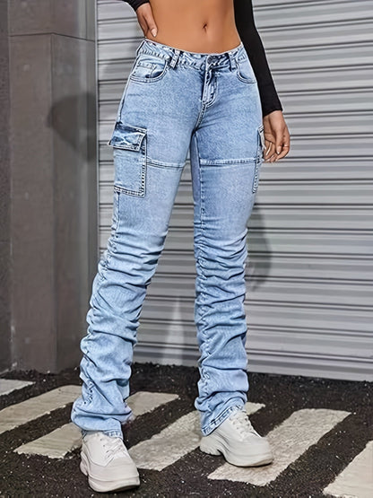 Women's Skinny Jeans - Sky Blue Stretch detail view