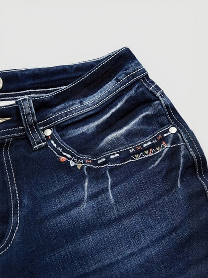 Women's Skinny Jeans - Vintage Blue Embroidered detail view