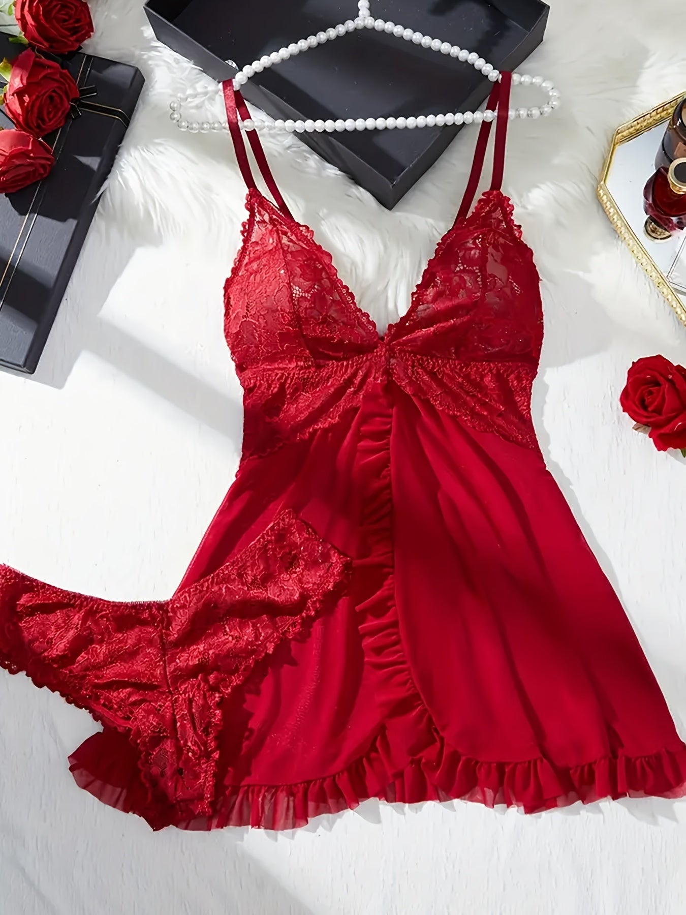 Women's Sleepwear - Soft Comfort – Deep Red / Dark Green – Red option – view 6