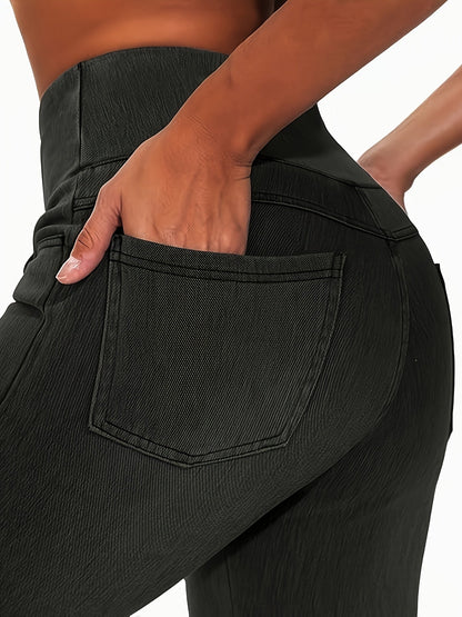 Women's Slim Fit Jeans - High Waist Four-Pocket Stretch detail view