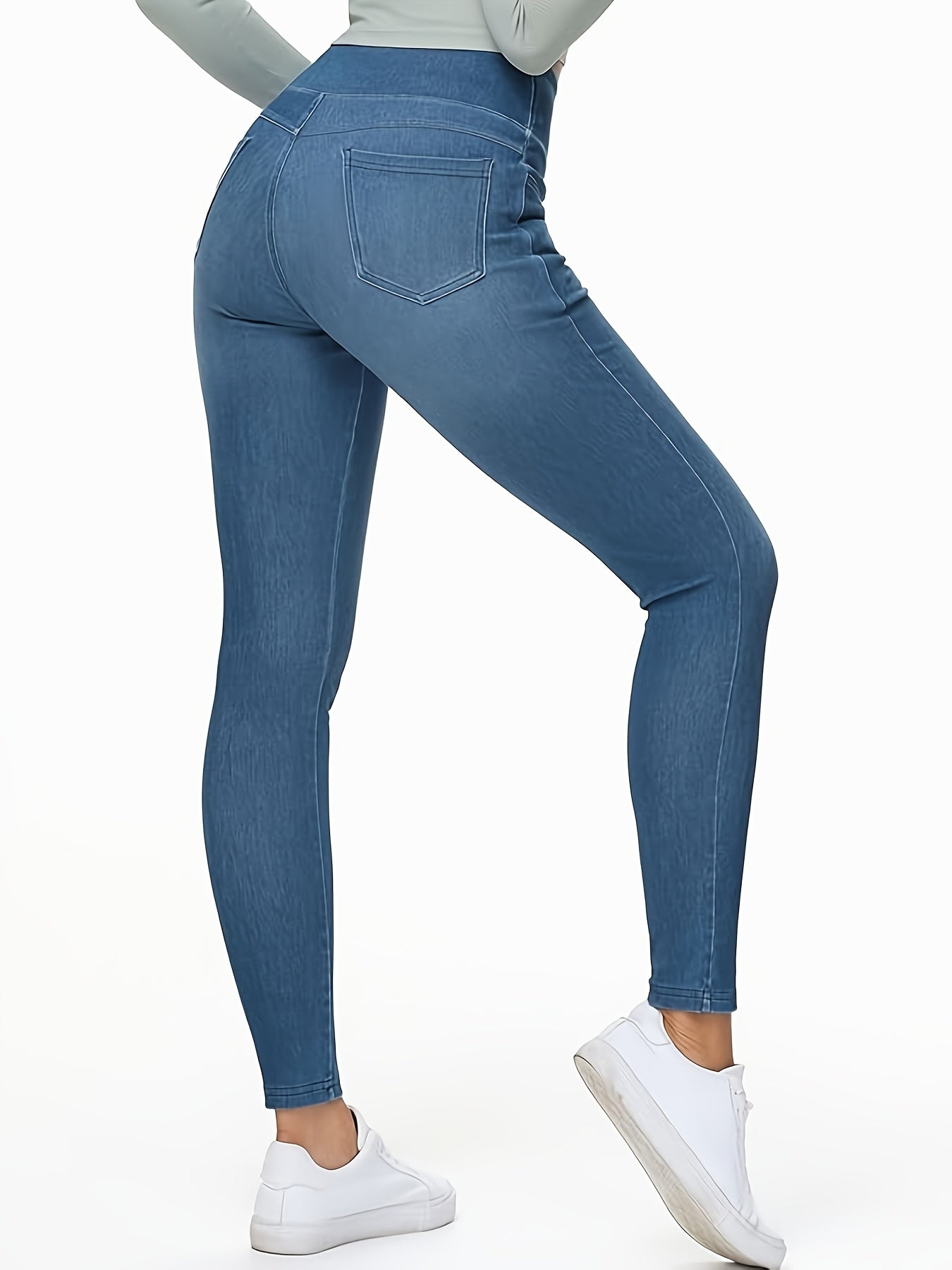 Women's Slim Fit Jeans - High Waist Four-Pocket Stretch detail view