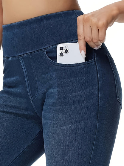 Women's Slim Fit Jeans - High Waist Four-Pocket Stretch detail view
