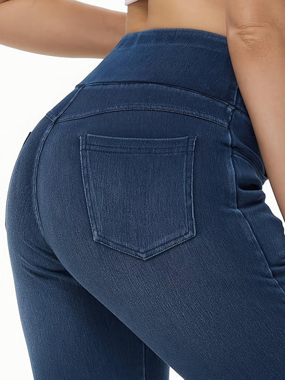 Women's Slim Fit Jeans - High Waist Four-Pocket Stretch detail view