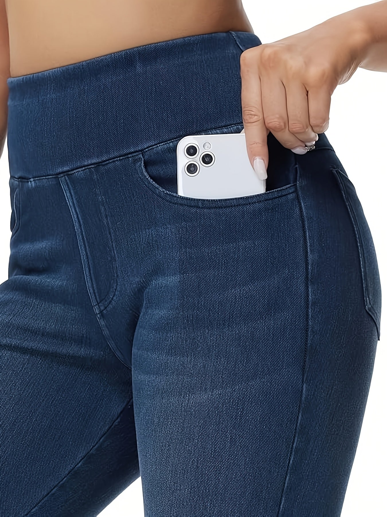 Women's Slim Fit Jeans - High Waist Four-Pocket Stretch – Blue option – main product image