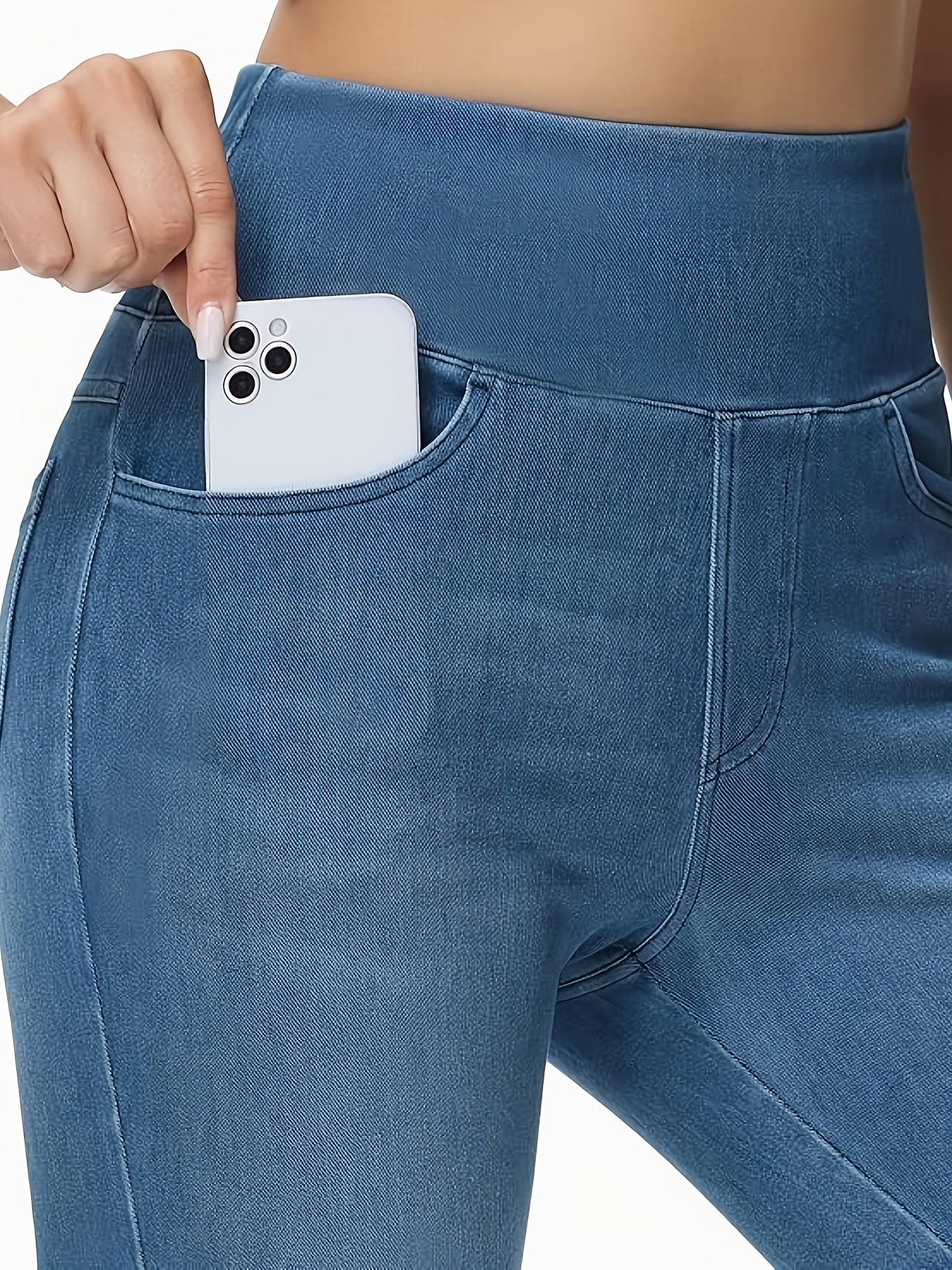 Women's Slim Fit Jeans - High Waist Four-Pocket Stretch – Blue option – view 3