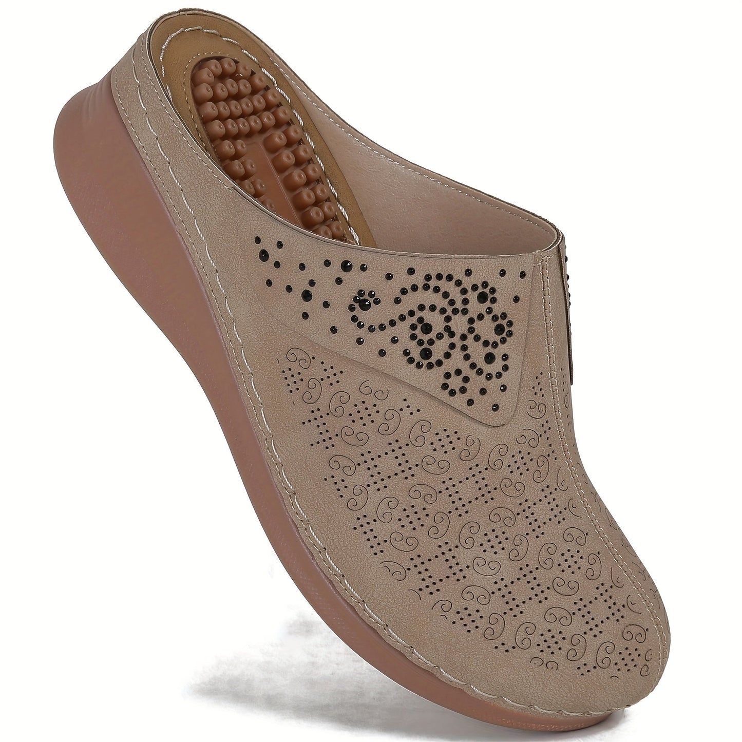 Women's Slippers – Breathable Mesh Non-Slip Sole for Beach & Water – White Leather – view 20