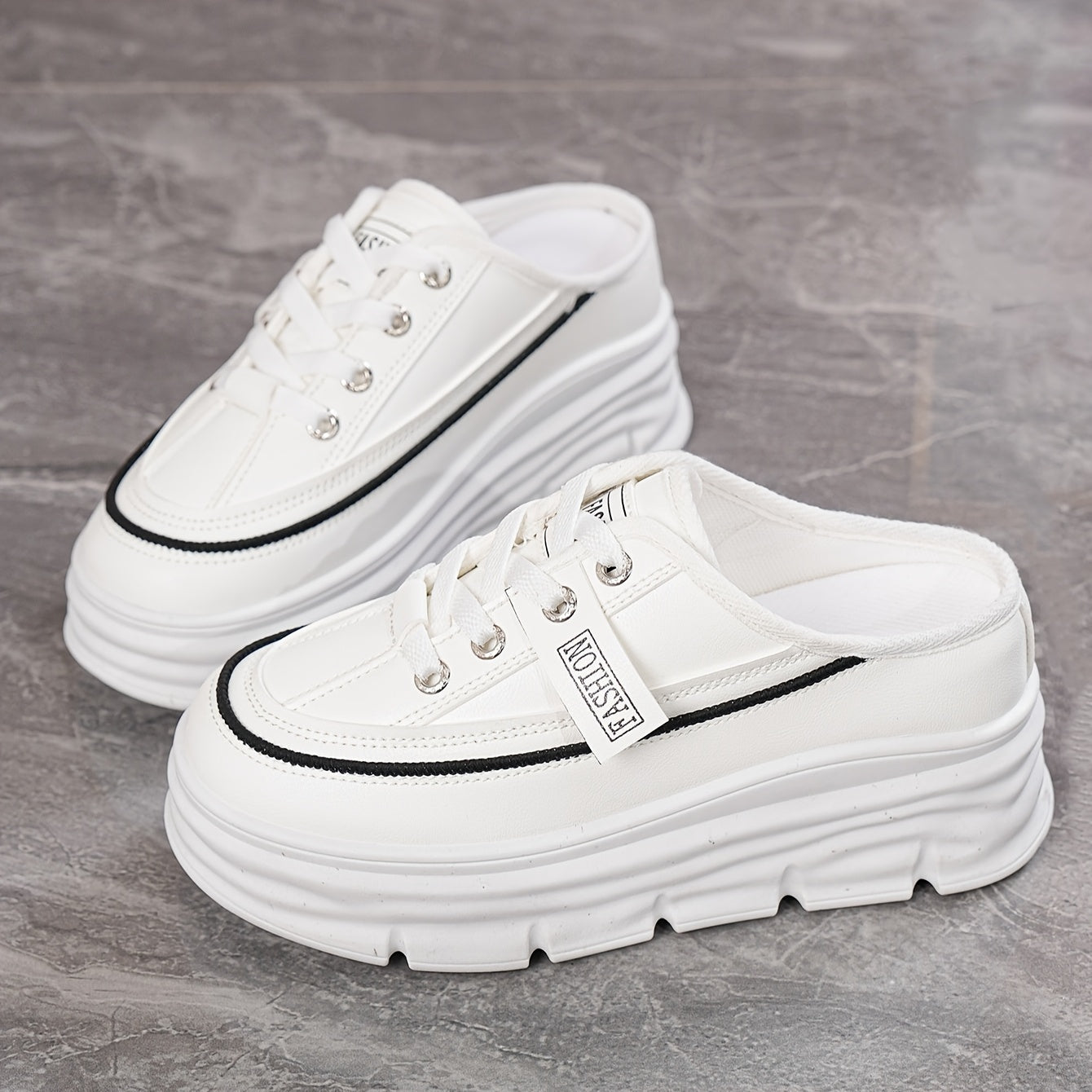 Women's Slippers – Lace-Up for Everyday Wear – White option – main product image
