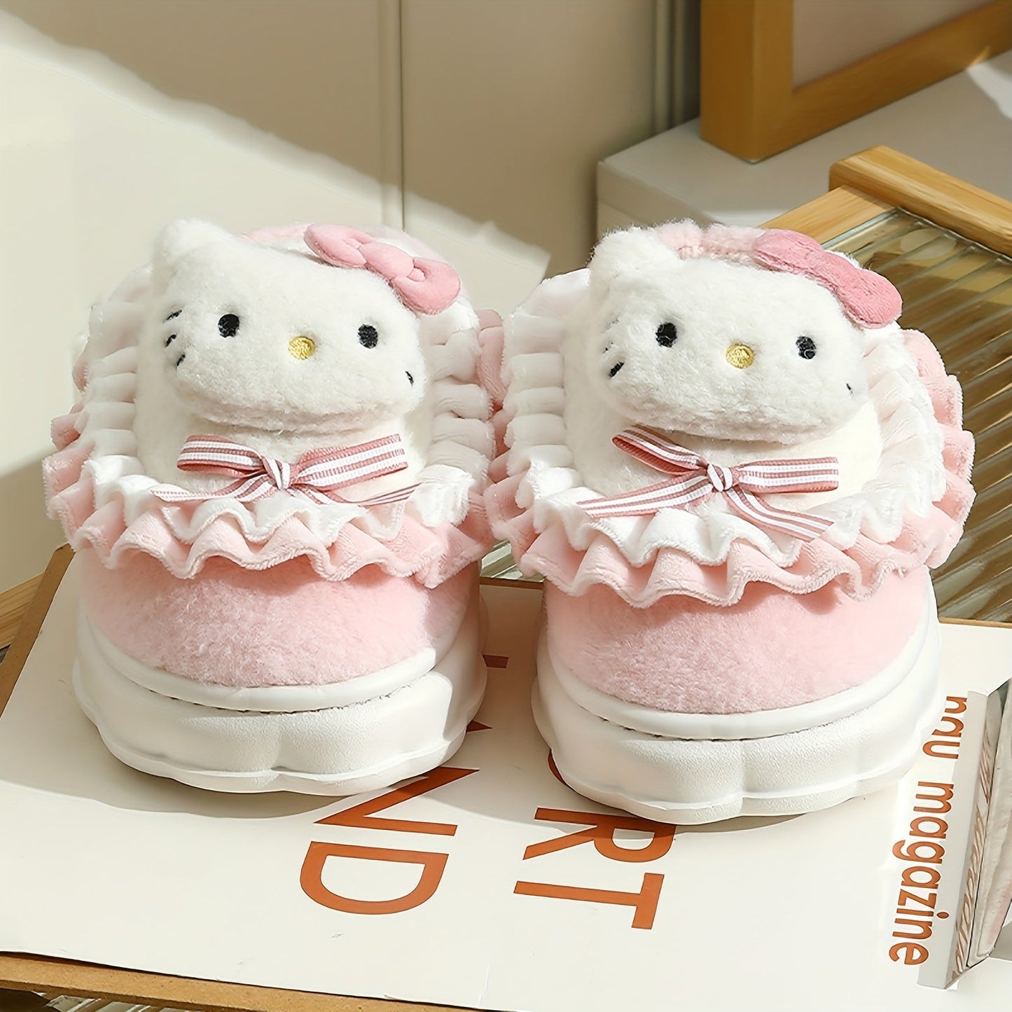 Women's Slippers - Non-Slip Sole Plush Lined for Everyday Wear – Pink – view 3