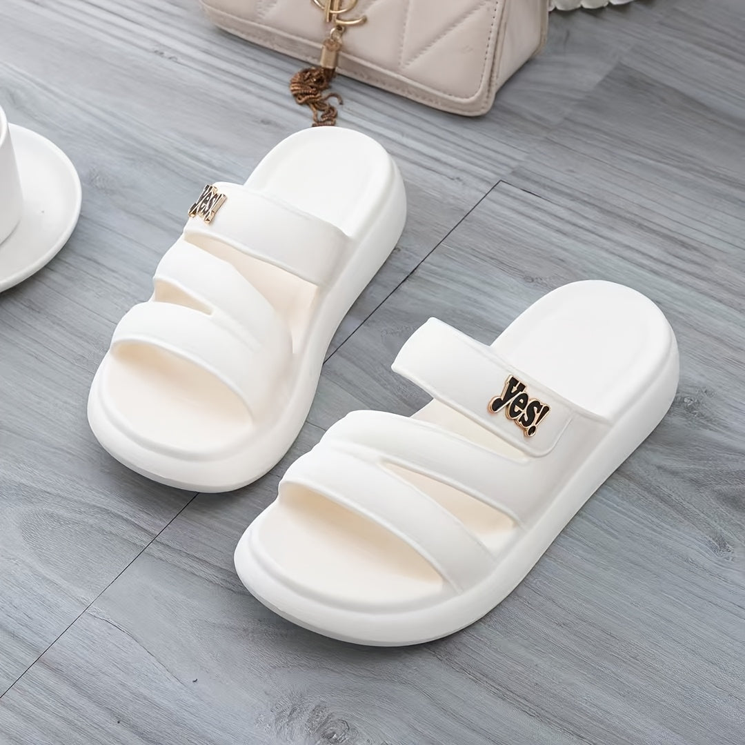 Women's Slippers - Slip-On – White / Black – view 3