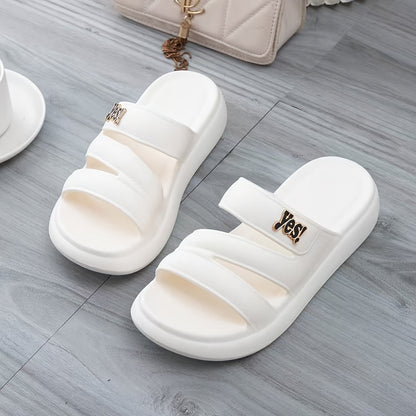 Women's Slippers - Slip-On – White / Black – view 3