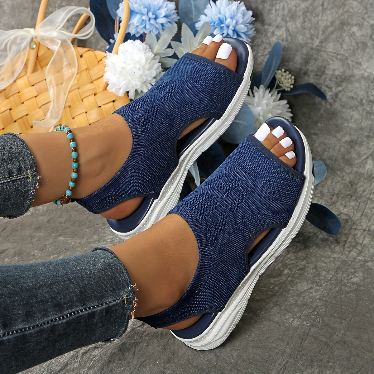 Women's Sneakers – Breathable Mesh for Everyday Wear – Blue – Blue option – view 2