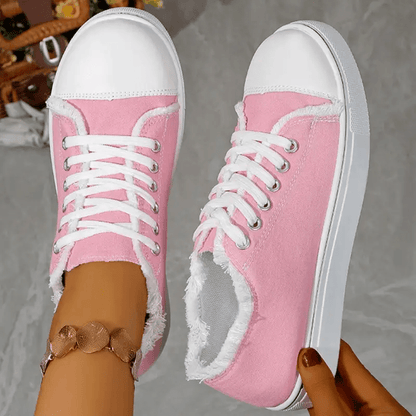 Women's Sneakers - Lace-Up Design – 7-Color Selection – Black option – view 3