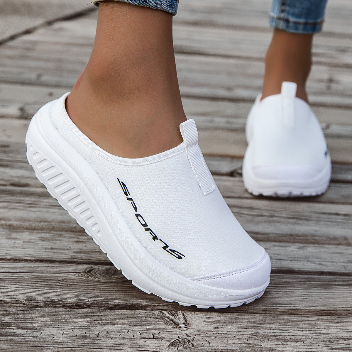 Women's Sneakers - Lace-Up Design – White – main product image