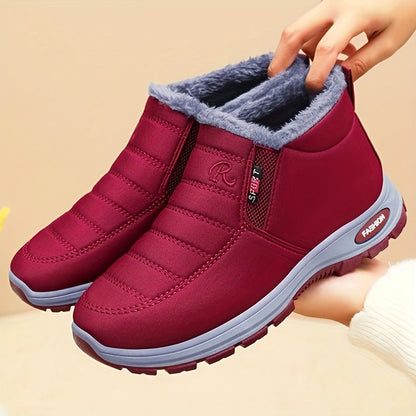 Women's Snow Boots – Non-Slip Plush Lined for Cold Weather – Red / Black – view 6
