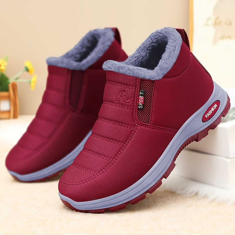 Women's Snow Boots – Non-Slip Plush Lined for Cold Weather – Red / Black – view 8