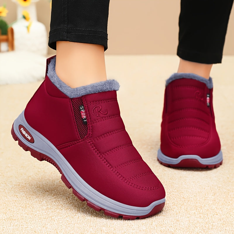 Women's Snow Boots – Non-Slip Plush Lined for Cold Weather – Red / Black – Red option – view 3