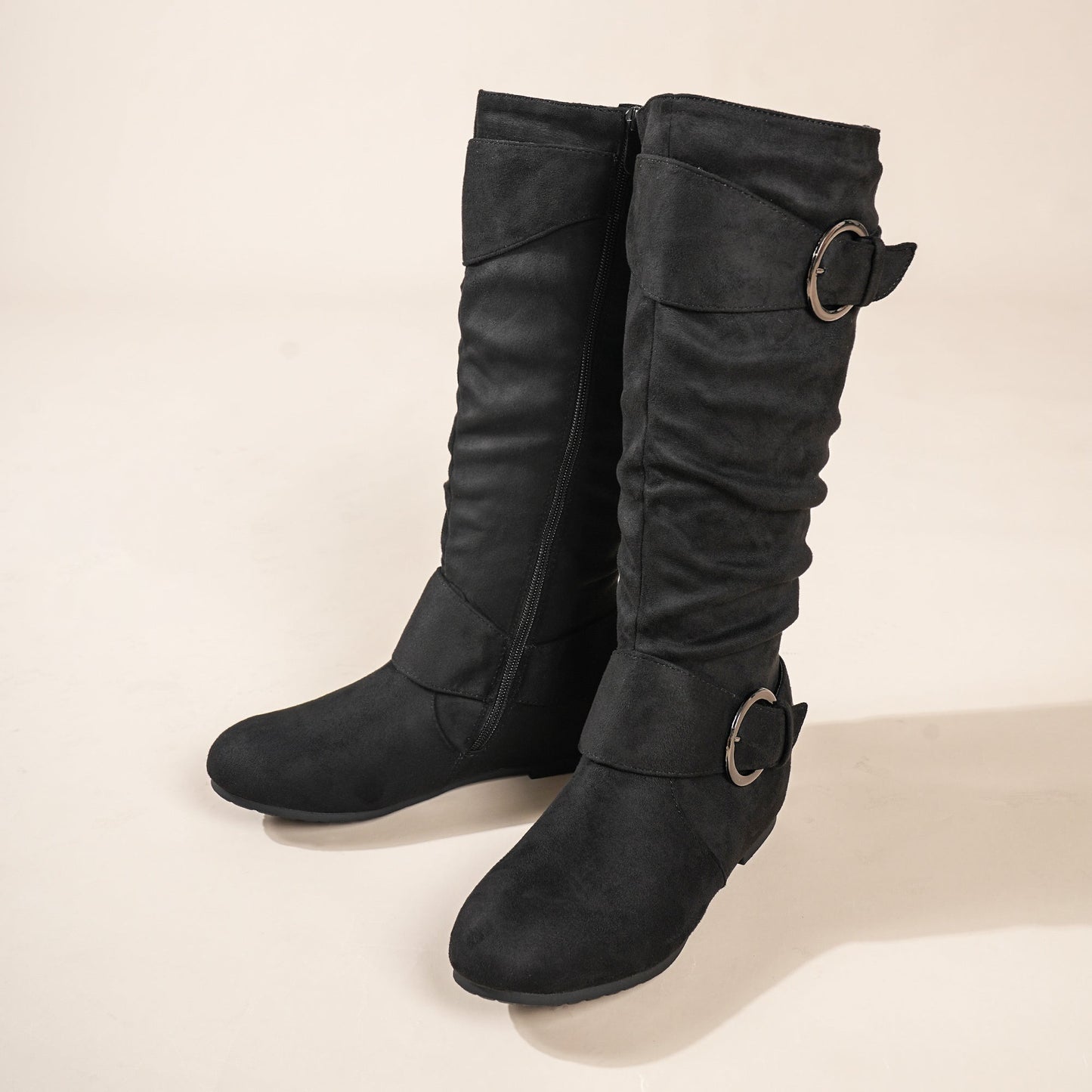 Women's Snow Boots - Non-Slip Sole & Plush Lined – Black Leather – main product image