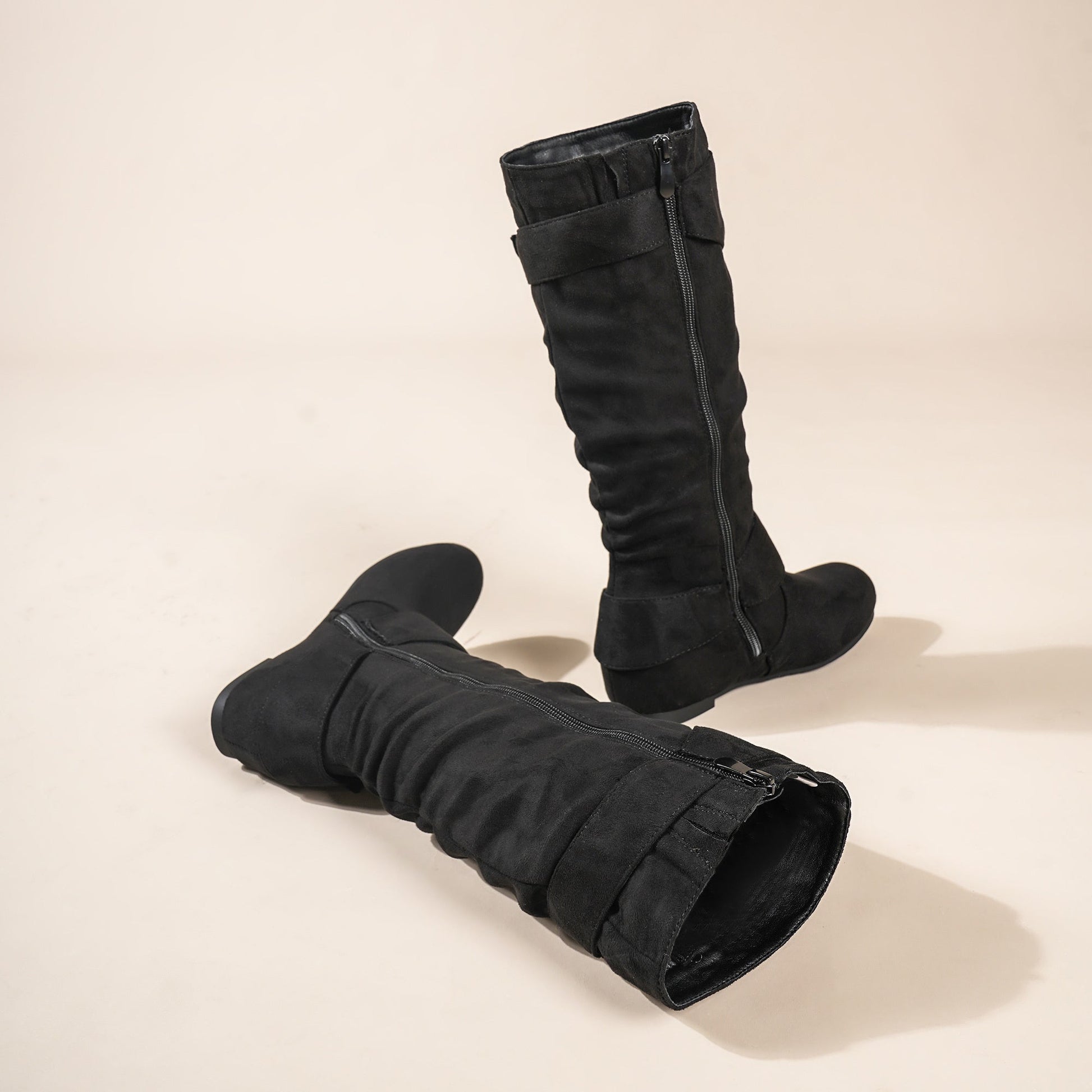 Women's Snow Boots - Non-Slip Sole & Plush Lined – Black Leather – view 2
