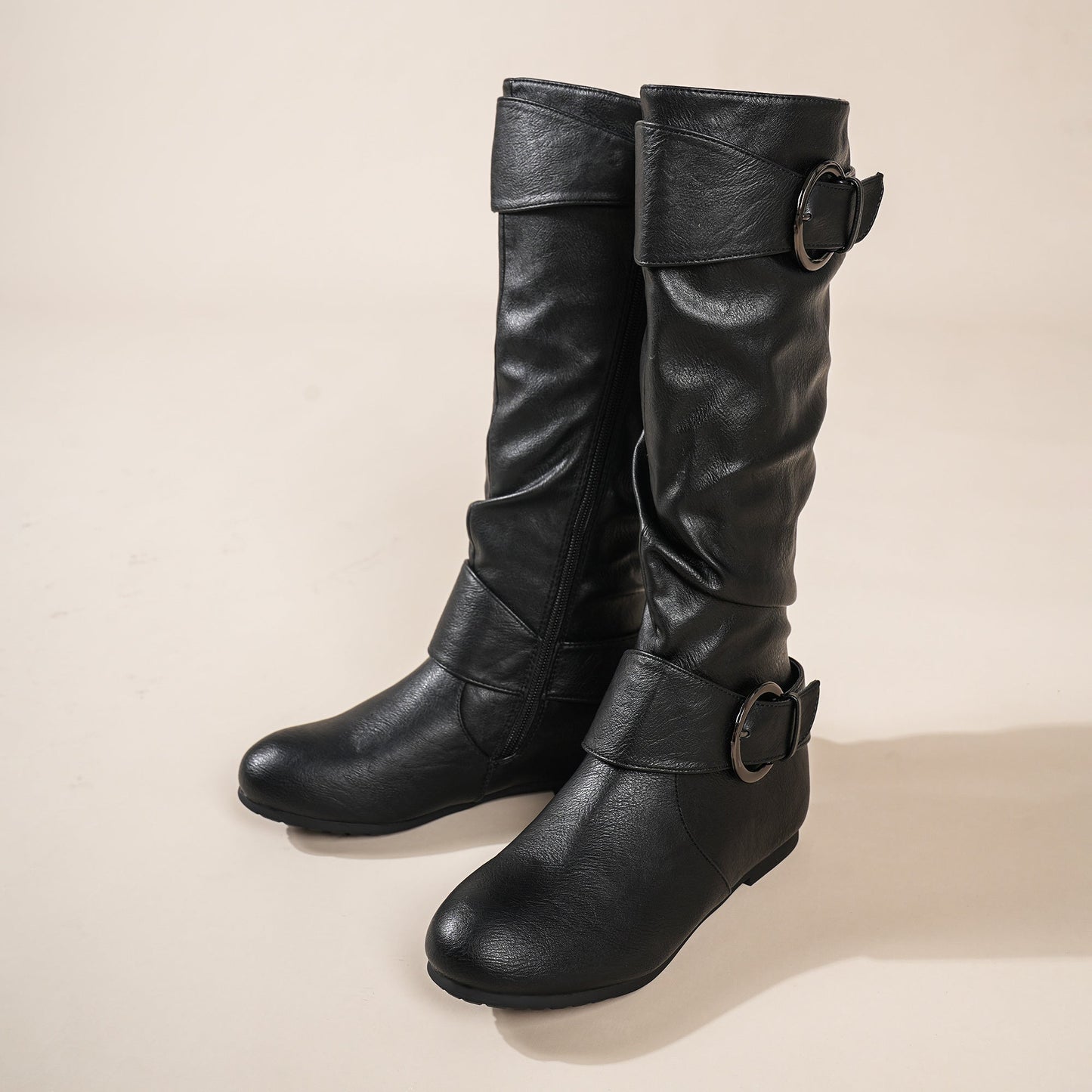 Women's Snow Boots - Non-Slip Sole & Plush Lined – Black Leather – view 41