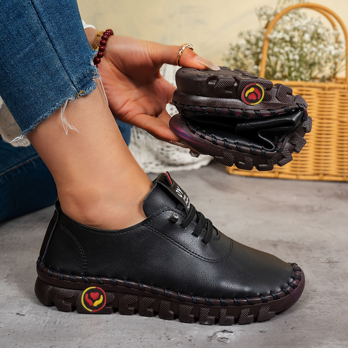 Women's Soft-Sole Lace-Up Flats - Flexible Flat Sole – view 10