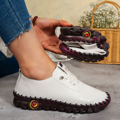 Women's Soft-Sole Lace-Up Flats - Flexible Flat Sole – White option – view 3