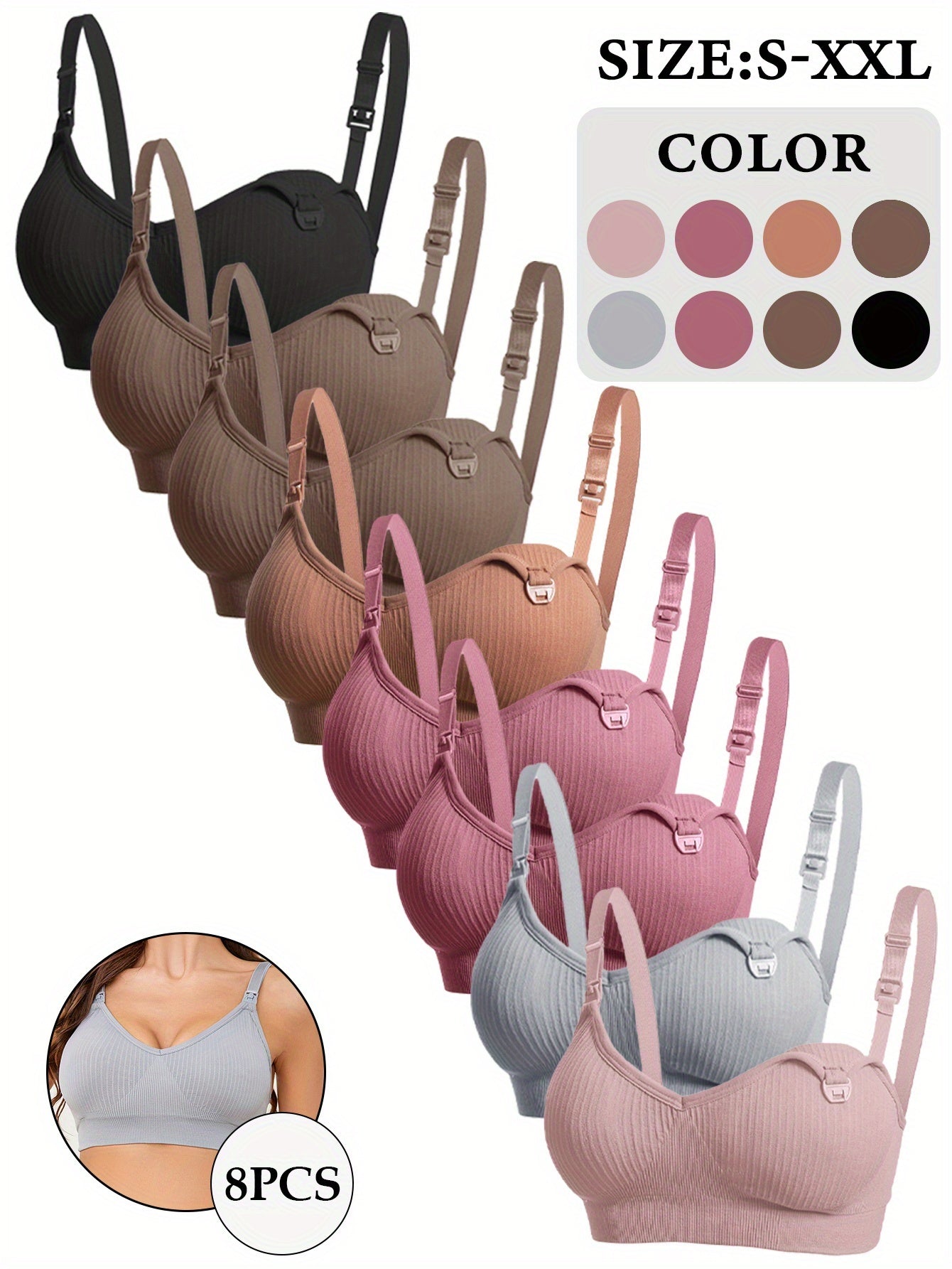 Women's Soft Support Bra - 8-Pack Removable Pads, Everyday Support detail view