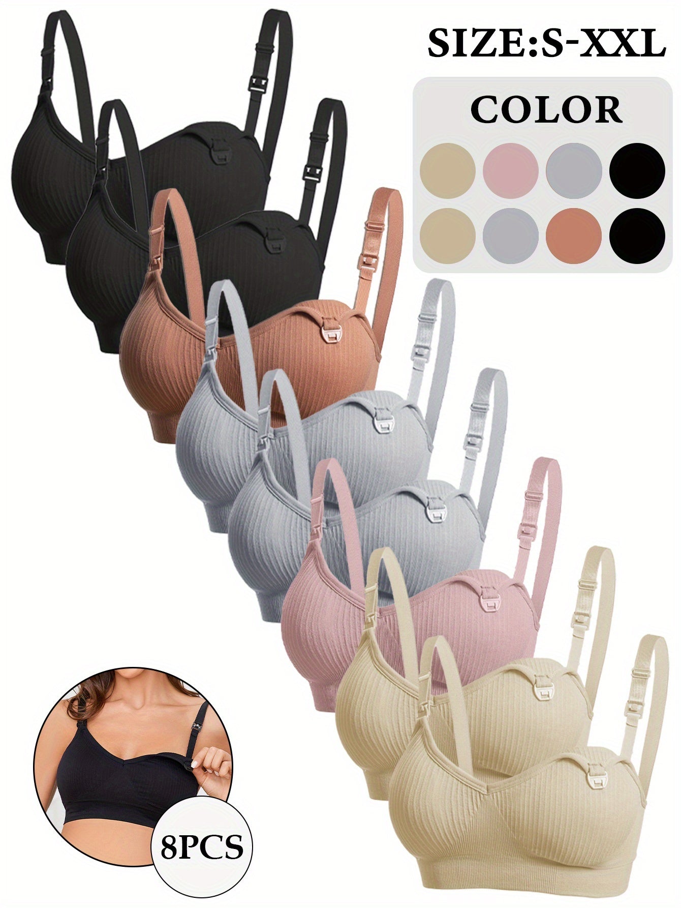 Women's Soft Support Bra - 8-Pack Removable Pads, Everyday Support detail view