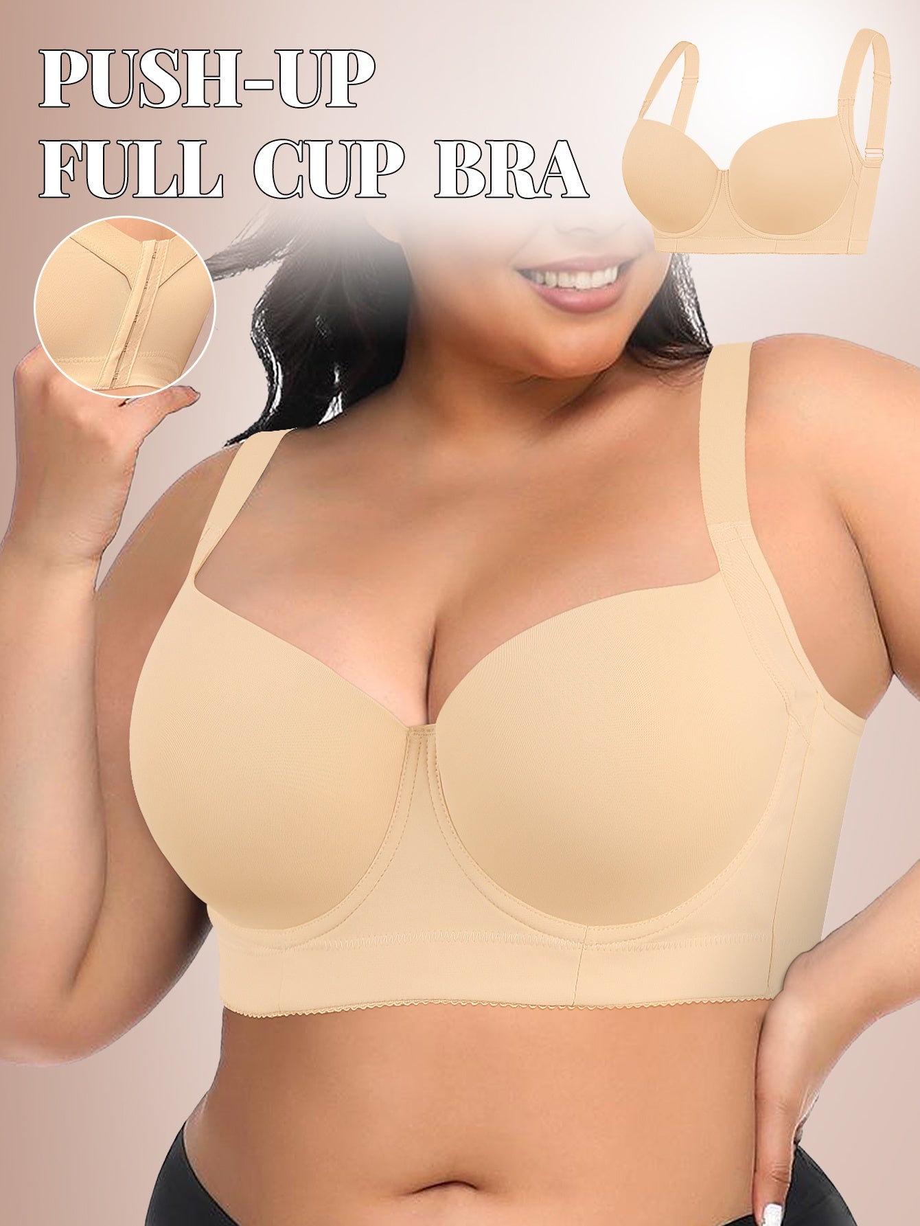 Women's Soft Support Bra - Seamless, Soft Support - Beige Color – Beige option – view 2
