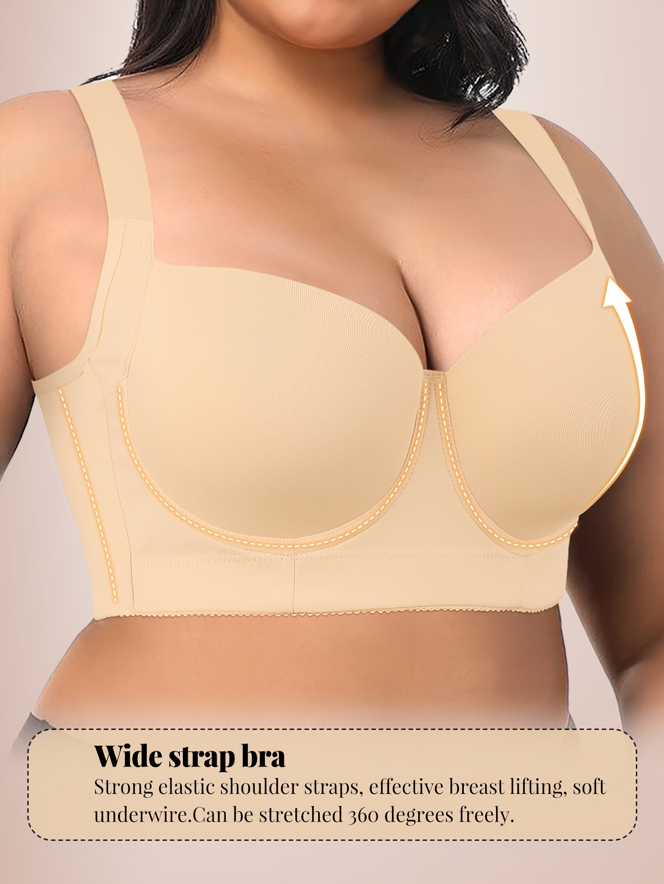 Women's Soft Support Bra - Seamless, Soft Support - Beige Color detail view