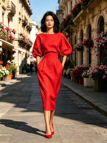 Women's Solid Bodycon Dress – Orange option – view 4