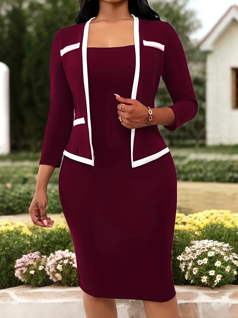 Women's Solid Bodycon Dress - Long Sleeve detail view
