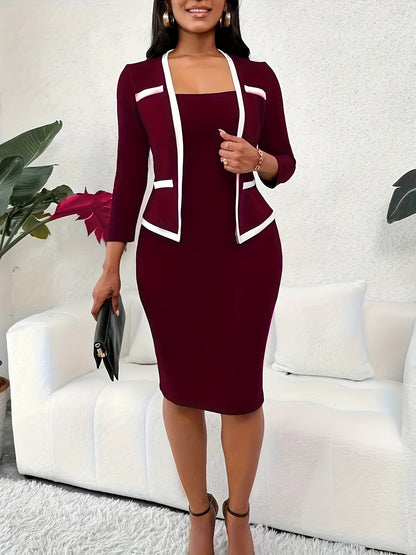 Women's Solid Bodycon Dress - Long Sleeve detail view