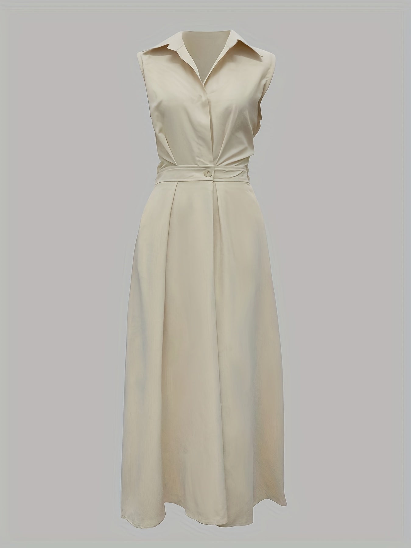 Women's Solid Collared Maxi Casual Dress - Sleeveless detail view